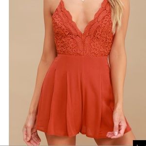 Lulu's Star Spangled Rust Romper- size medium
